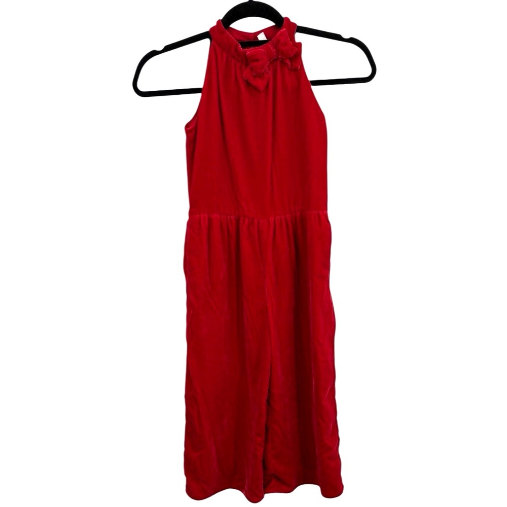 Janie and Jack‎ Girls Romper Jumpsuit 6 Red Velvet Holiday Party Bow Sleeveless